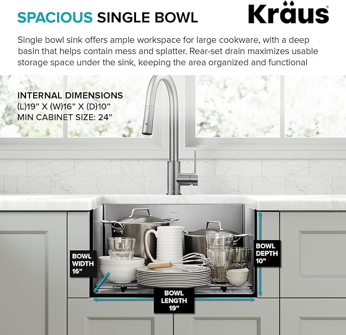 Kraus KHU101-21 Standart PRO 16 Gauge Undermount Single Bowl Set, 21 Inch - Image 7
