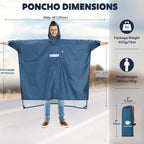 ANYOO Hooded Rain Poncho for Adults Waterproof Lightweight Rain Coat for Men - Image 2
