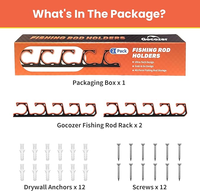 Fishing Rod Holder for Garage, H5 Wall or Ceiling Mounted Fishing Pole Holders - Image 8
