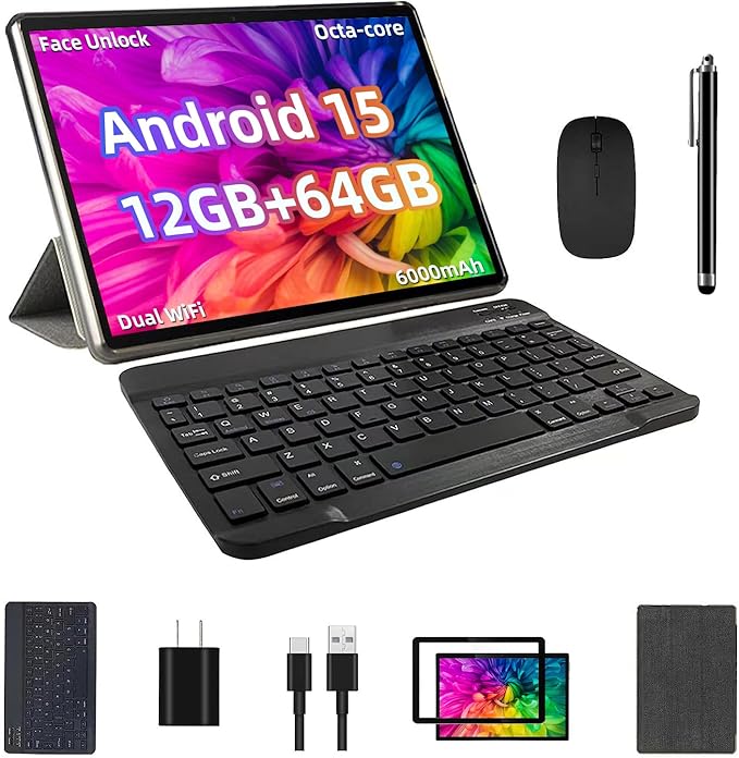 2025 Android 15 Tablet, 12GB+64GB+1TB Expand, 10inch Tablet Productivity Bundle by TUOHAITIMEAndroid15Tablet