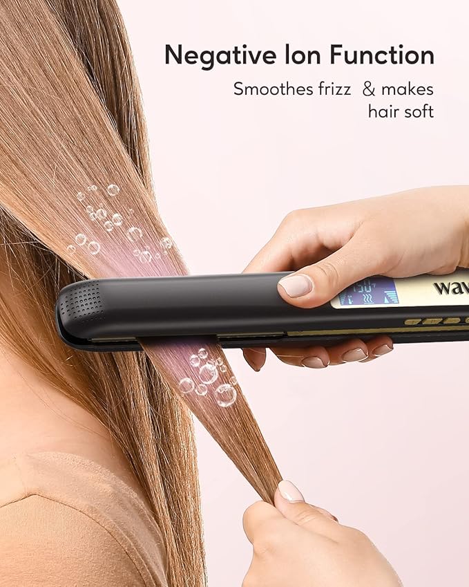 Wavytalk Hair Straightener, 100% Pure Titanium Flat Iron Hair Straightener Dual Voltage Creates Silky Hair Instantly, 1 Inch Flat Iron 170℉-450℉