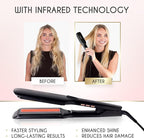 ELLA BELLA® Titanium Flat Iron Hair Straightener (with Infrared) • Professional Straightening Iron • Digital Display to Accurately Control Temperature • As Featured in Good Housekeeping
