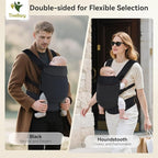 Reversible Baby Carrier – Black Solid & Houndstooth; Lightweight & Breathable - Image 2