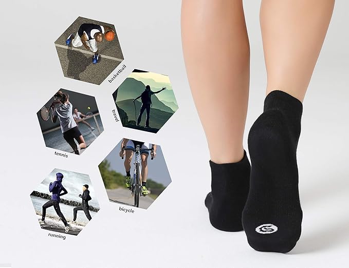 CS CELERSPORT 6 Pairs Women's Running Ankle Socks Athletic Sport Socks Cushioned - Image 6