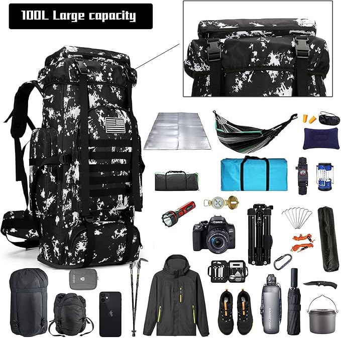 Hiking Backpack for Men 70L/100L Camping Backpack Military Rucksack Molle 3 - Image 2