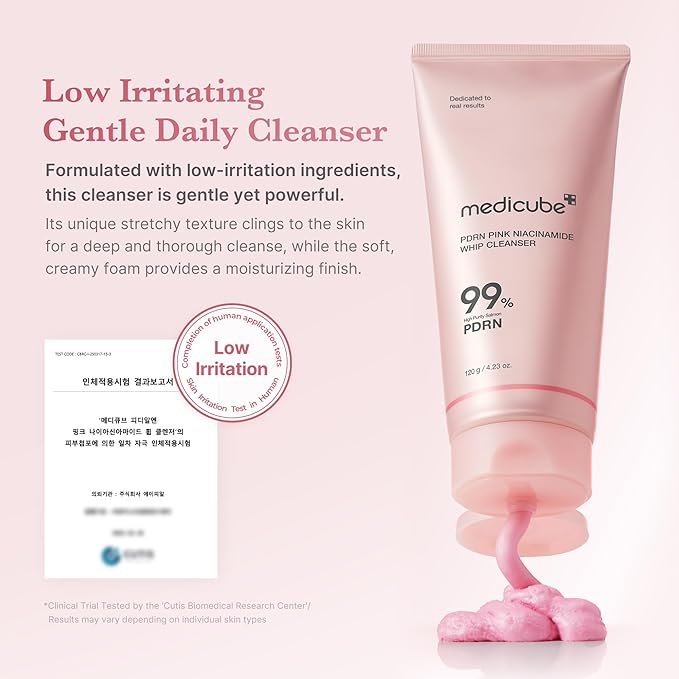 medicube Hydrating & Soothing PDRN Set: PDRN Marshmallow Whip Cleanser and Salmon Pink Collagen Capsule Cream, Face Moisturizer