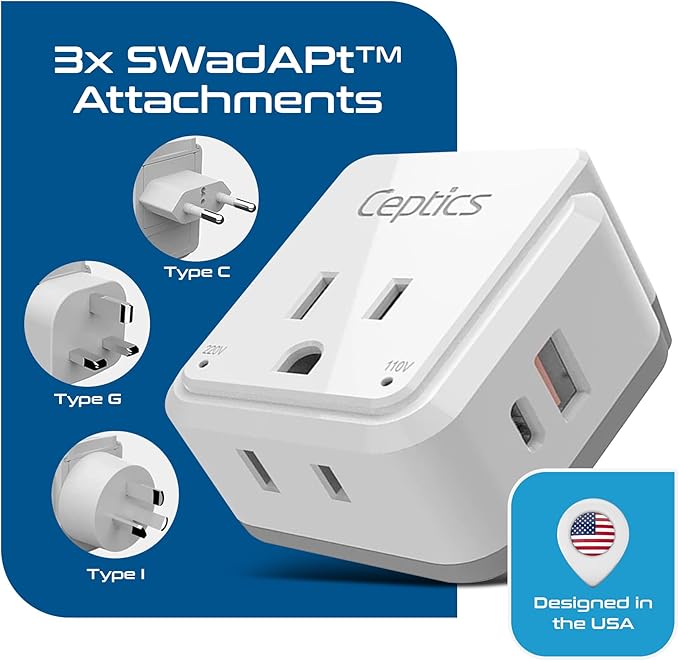 Ceptics China, Malaysia Power Adapter Travel Set, 20W PD & QC, Safe Dual USB & - Image 4