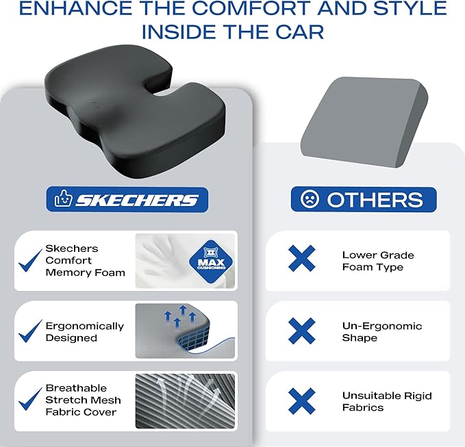 Skechers Memory Foam Seat Cushion, Office Chair Cushion - Image 6