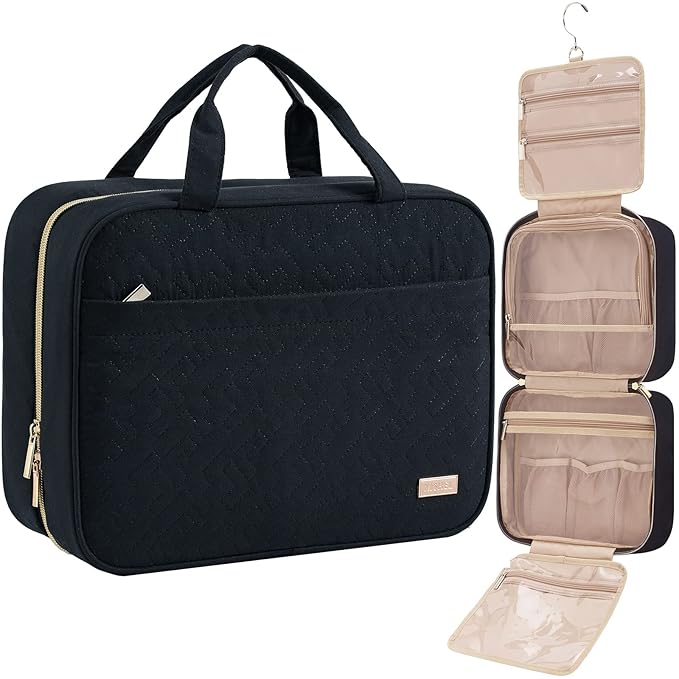 NISHEL Travel Toiletry Bag for women, Portable Hanging Organizer for Full-Sized by NISHEL