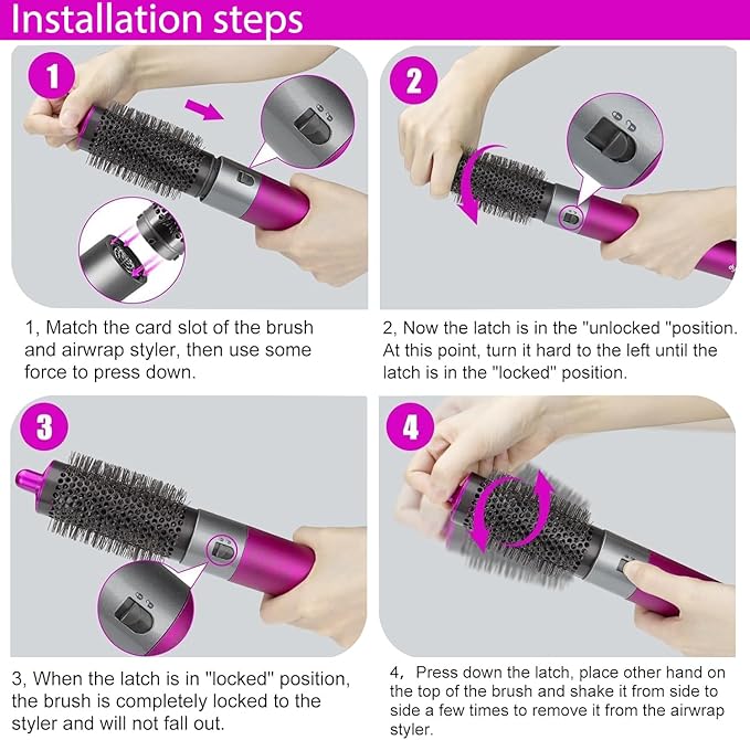 Round Volumizing Brush Attachment for Airwrap, Oval Shape, Hair Styling Tool,Gold