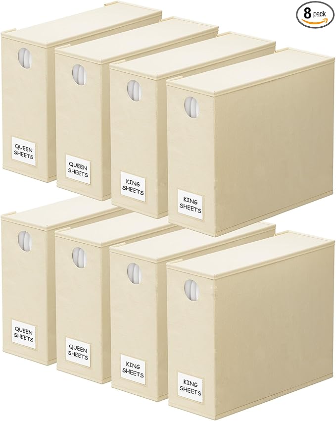SpaceAid 8 Pack Bed Sheet Organizers and Storage, Foldable Sheet Organizer by SpaceAid