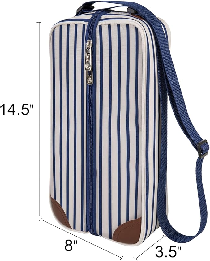 ALLCAMP Wine Tote Bag with Cooler Compartment，Picnic Set Carrying Two Sets of - Image 2