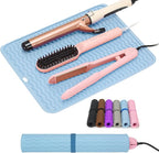 Oversize Silicone Heat Resistant Mat for Curling Irons, Hair Straighteners, Flat Irons and Hot Hair Styling Tools, Portable Wrap Pad Cover for Vanity, Travel, Salon(14.2" x 11.0")