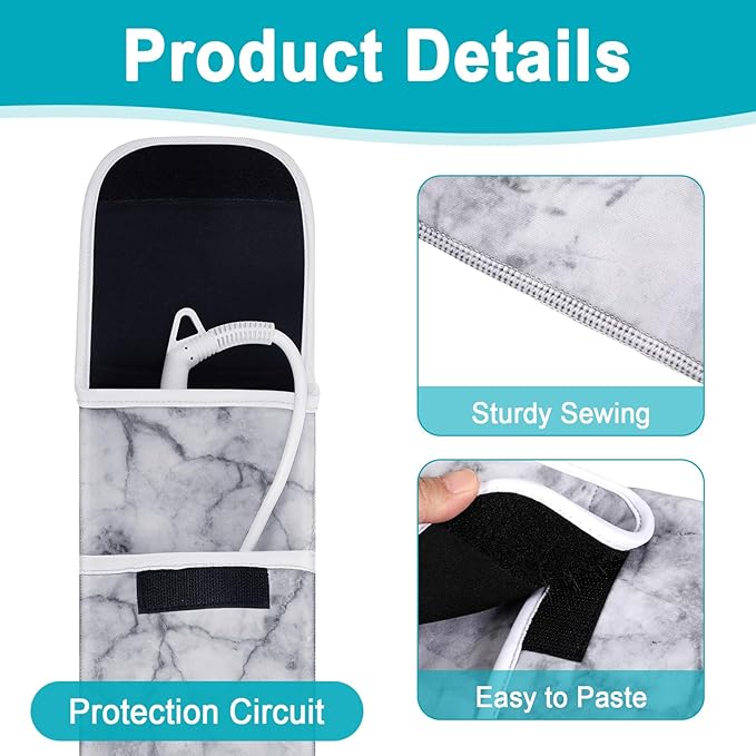 Shappy 2 Pcs Heat Resistant Hair Tools Bag Curling Iron Travel Case Cover Neoprene Flat Iron Holder Travel Case and Silicone Mat Pouch for Hot Hair Tools Storage Organizer(Marble Style)