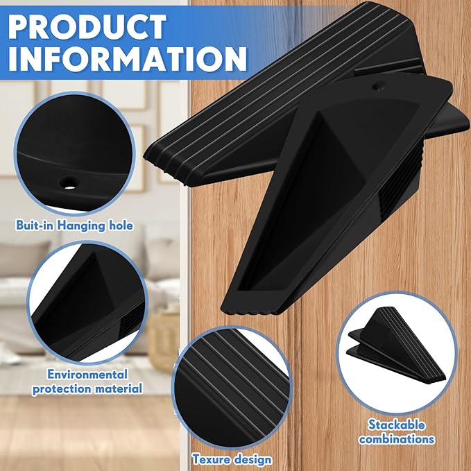 Frienda 2 Pcs Jumbo Door Stoppers Heavy Duty Door Stopper Tall up to 2inch Tall - Image 3