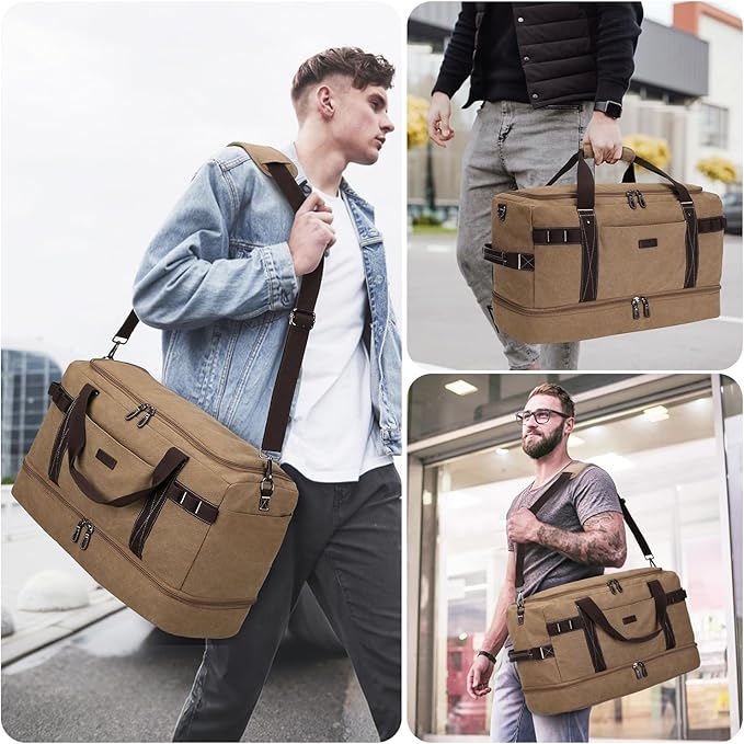 ZOMFELT Travel Duffle Bag for Men, Waterproof Canvas Overnight Duffel Bag - Image 5