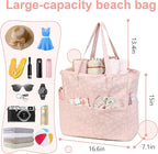 LEDAOU Large Beach Tote Bag Women Waterproof Sandproof Zipper Beach Tote Bag - Image 3