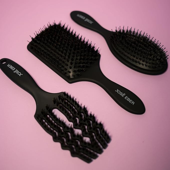 Jose Eber: Professional Series - Paddle Brush - 100% Natural Boar Hair W/Nylon Bristle, Reduces Breakage, Ideal for All Hairtypes, Salon Styling Tool