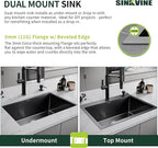 Black Kitchen Sink Drop-In 22 x 18 inch, SINKVINE PVD Nano Stainless Steel Bar - Image 9