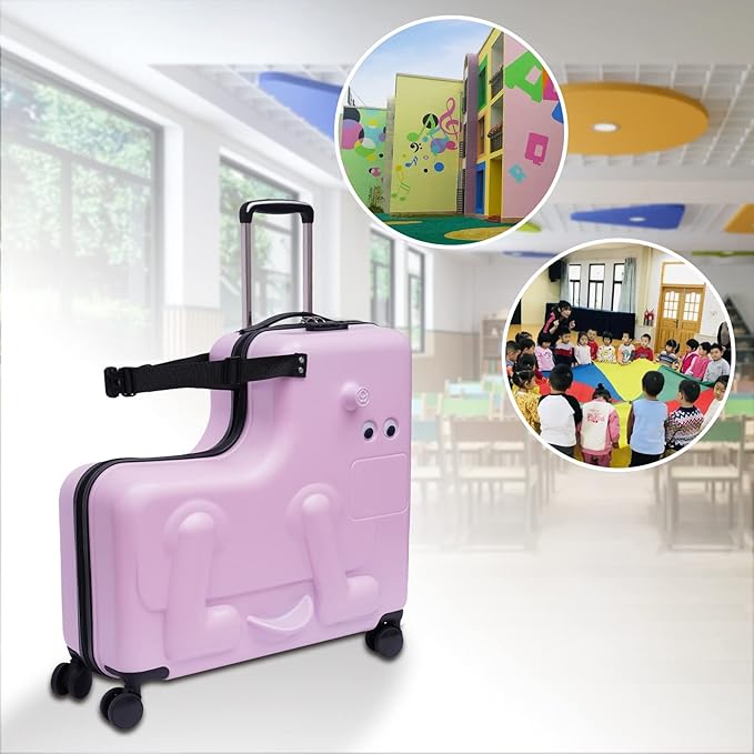 CNCEST 24" Kid's Ride-on Travel Suitcase, Rolling Carry Trolley Luggage - Image 3