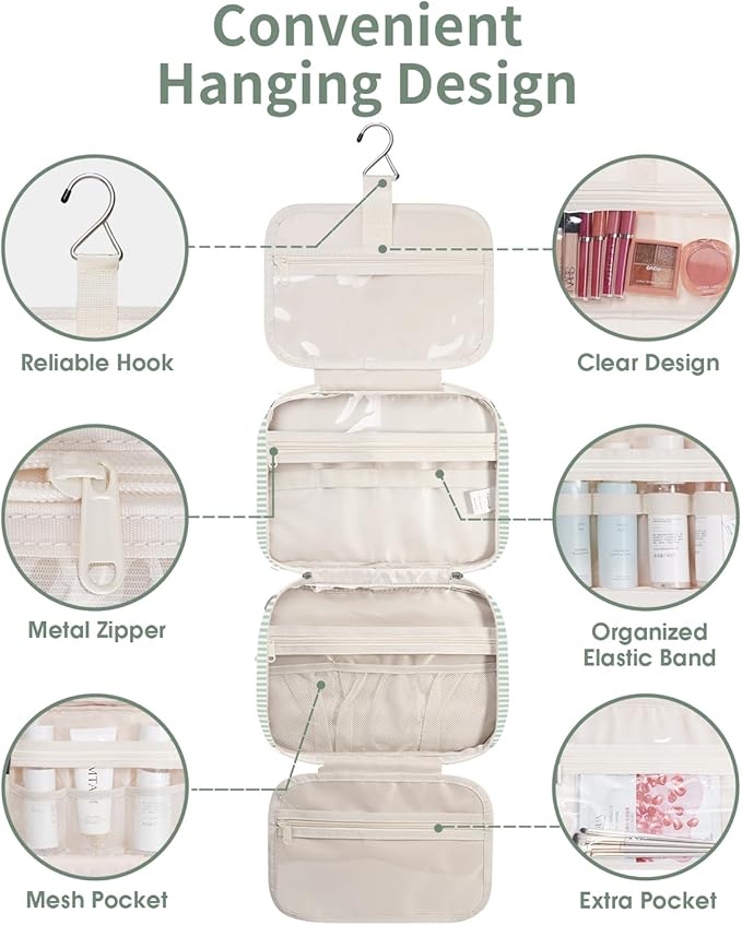 Narwey Striped Hanging Toiletry Bag - Image 3
