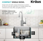 KRAUS Fairlane 15-inch Undermount Single Bowl 18-Gauge Stainless Steel Kitchen - Image 8