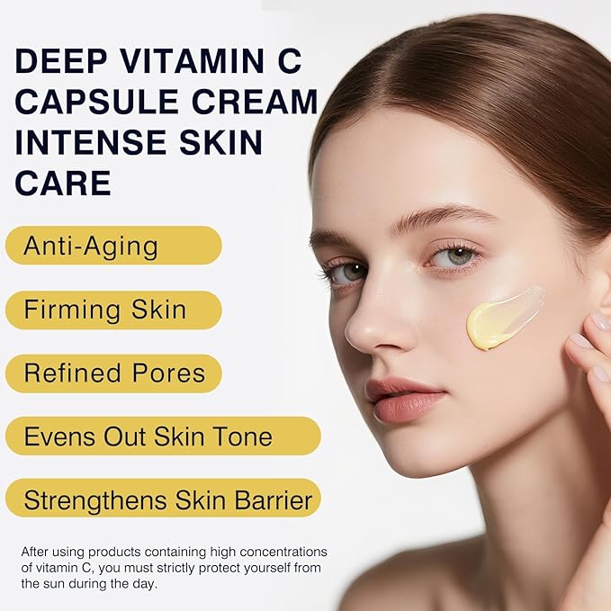 Deep Vita C Capsule Cream, Face Moisturizer with Niacinamide for Wrinkles, Firming, Skin Radiance, Refined Pores, 140g/4.9oz