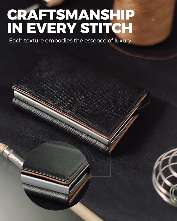 Jenoss Smart Wallet For Men: Full Grain Leather, Handcrafted, Slim RFID - Image 4