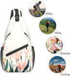 SUPLUCHOM Sling Bag Tulip Flower Watercolor Hiking Daypack Crossbody Shoulder - Image 6