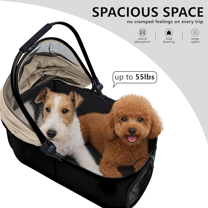 Dog Cat Stroller, Foldable 4 Wheels Dog Stroller - Image 4