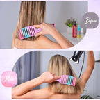 Boar Bristle Hair Brush Curved Vented Detangler Brush Faster Blow Drying, Paddle Detangling Brush for Women Men Kids Wet Dry Long Curly Thick Straight Hair, Make Hair Shiny and Healthier(Purple+Green)