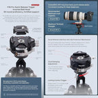 Falcam TreeRoot F38 Pro Carbon Fiber Tripod, 5kg Load, F22 Interfaces, 1/4" - Image 5