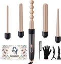 Curling Wand 5 in 1 Hair Curlers Iron Set with 5 Interchangeable Ceramic Tourmaline Barrel for Long Short Hair Styles Curling Irons Set Fast Heating Hair Cripmer for Women Gift