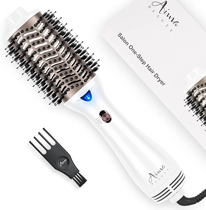 One Step Dryer & Volumizing Hot Air Brush, Blow Dryer, Ceramic Straightener, Curler & Hot Comb 4 in 1 Salon Ionic Hair Styling Tools, White