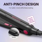 Wavytalk Small Flat Iron for Short Hair/Pixie Cut/Bangs/Edges, 3/10" Pencil Flat Iron, Mini Hair Straightener with Anti-Pinch Design, Dual Voltage, Hot Pink