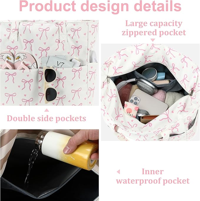 LEDAOU Beach Bag Waterproof Sandproof Women Tote Bag Pool Bag - Image 5