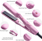 LOVANI Mini Flat Iron, Dual Voltage Travel Hair Straightener, Tourmaline Ceramic Small Flat Irons for Short Hair/Bangs (Pink, 0.5 Inch, SleekMini)