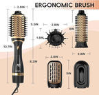 Hair Dryer Brush Set, Multifunctional Hot Air Brush for Salon Blowouts, Negative Ion Technology & Quick Drying, Shiny and Less Frizz, Black Gold