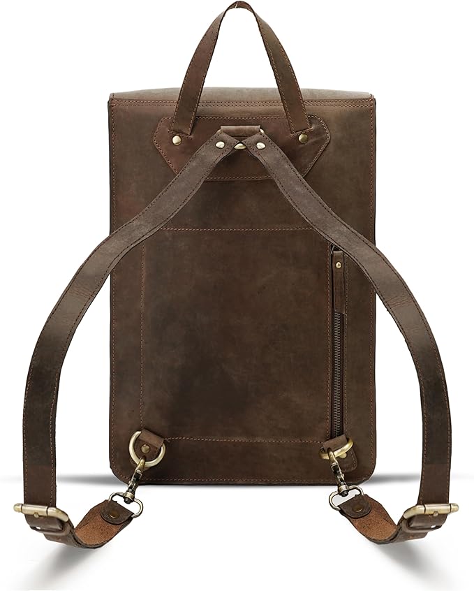 Genuine Leather Backpack for Men and Women, Minimalistic Leather Backpack - Image 8