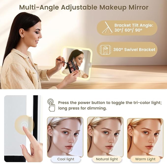 Makeup Case with Magnetic Lighted Mirror Makeup Organizer Box Travel Cosmetic - Image 7