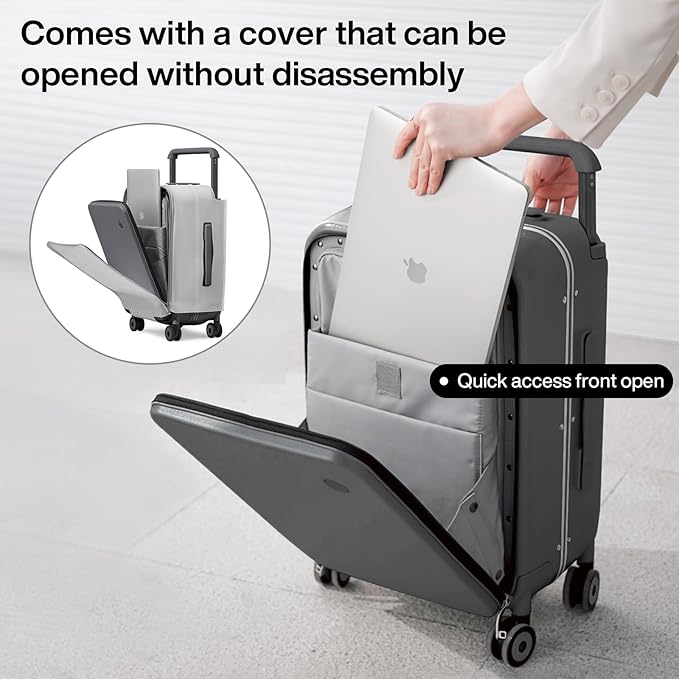 mixi Carry On Luggage Wide Handle Luxury Design Rolling Travel Suitcase PC - Image 2