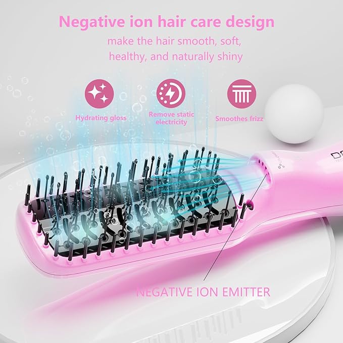 DAN Technology Brush Blow Dryer,Blow Dryer Brush Straightener,Paddle Brush BlowDryer,2 inch BrushHairDryers,BrushBlowDryer for Black Women