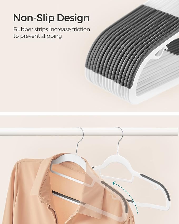 SONGMICS Pack of 50 Coat Hangers, Heavy-Duty Plastic Hangers, Clothes Hangers - Image 3