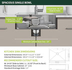 25-Inch Drop-In Kitchen Sink, SINKVINE 25" x 22" Stainless Steel Indoor and - Image 4