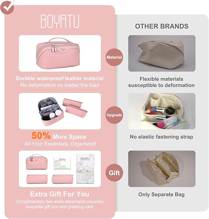 BOYATU Travel Makeup Bags for Women: 3 Set Make up Bags - Image 5