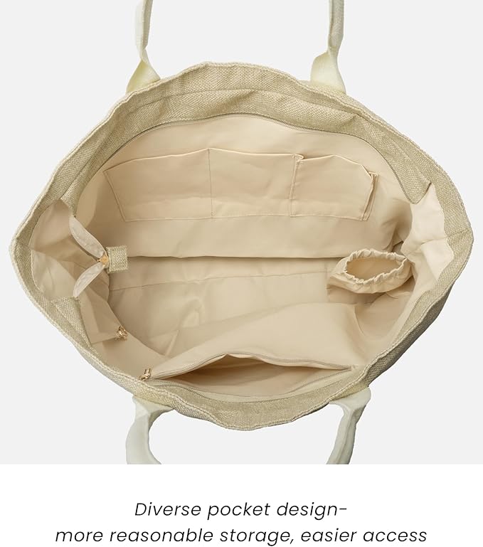 Large Beach Tote Bag with Zipper-Travel Tote Bag - Image 7