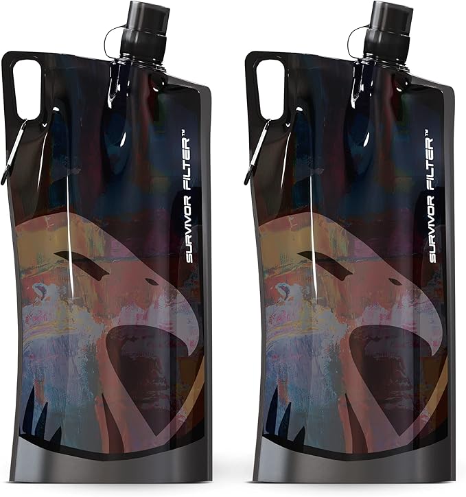 Survivor Filter Collapsible Water Bottles, Canteens 2 Pack by SurvivorFilter