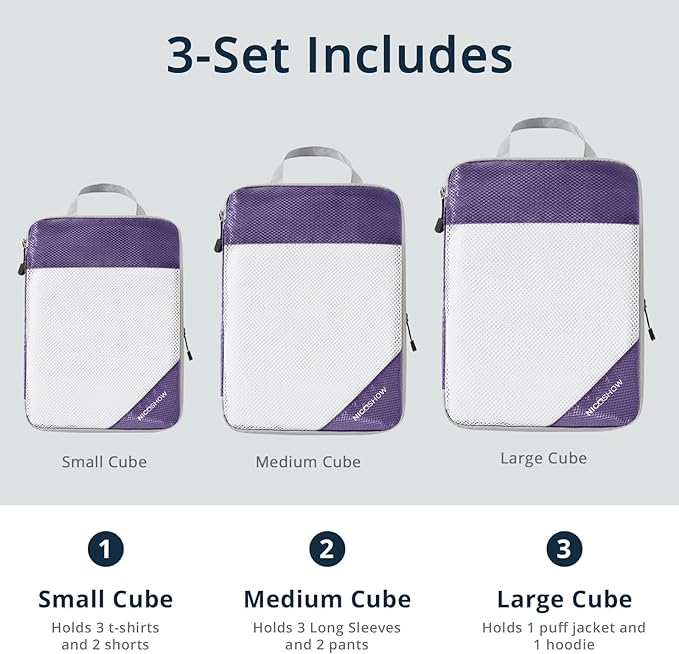Compression Packing Cubes 3 Set, Compressible Space-Saving Packing Cubes - Image 3