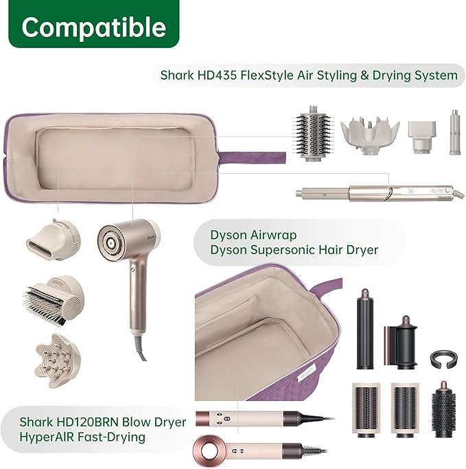 Shark Flex Style Case for Dy son Airwrap Hair Dryer Brush Revlon Hair Tools Travel Bag Carrying Case Flat Curling Iron Organizer (Purple)
