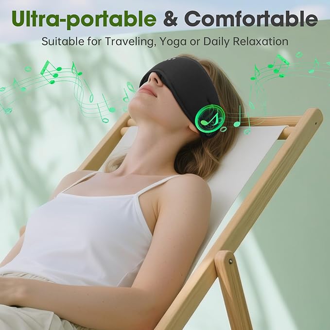 Sleep Headphones with Bluetooth 5.4 Sleep Mask, Bamboo Cotton Music Wireless - Image 8